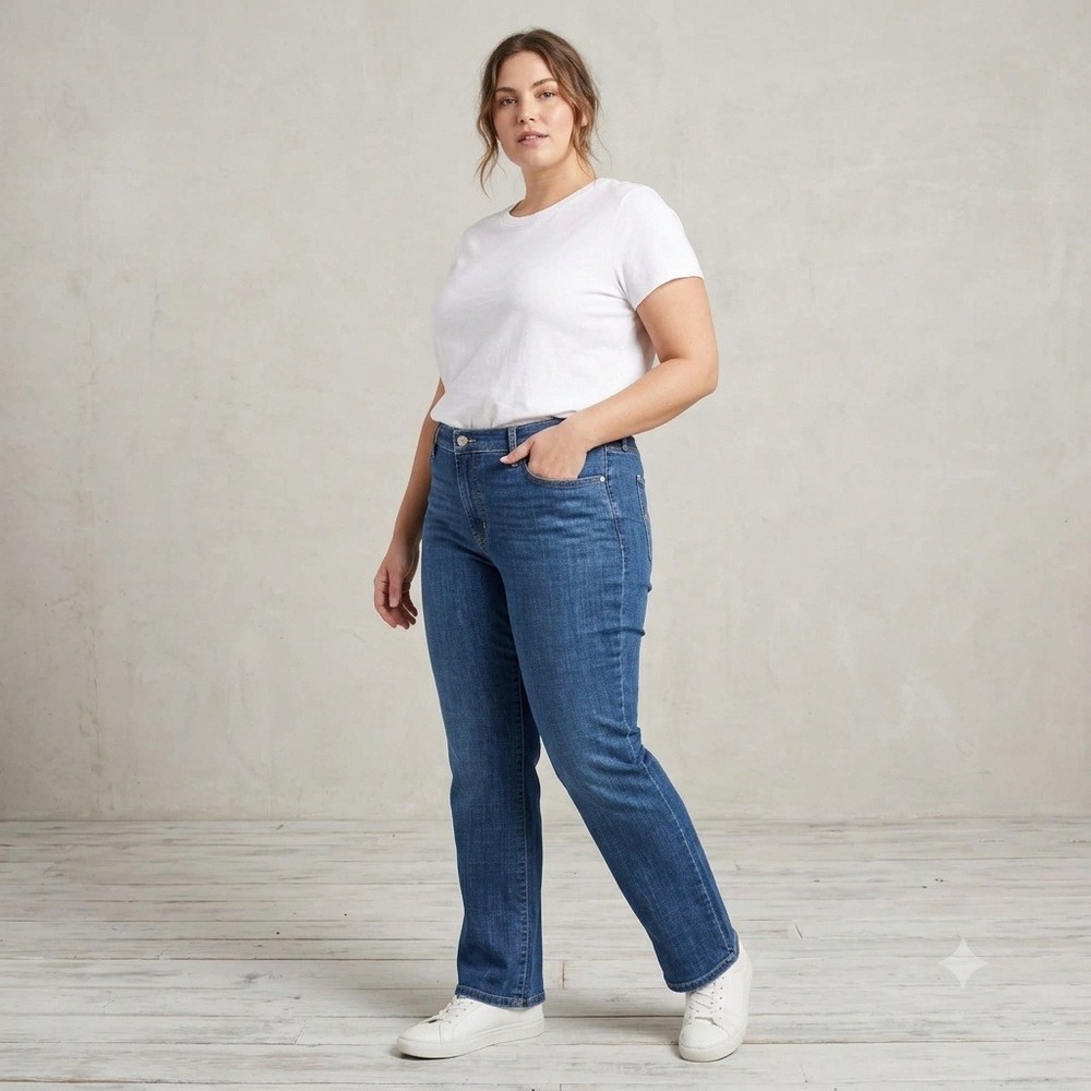 Levi's Classic Straight Jeans Women 20W S Blue Stretch Medium Wash Denim
